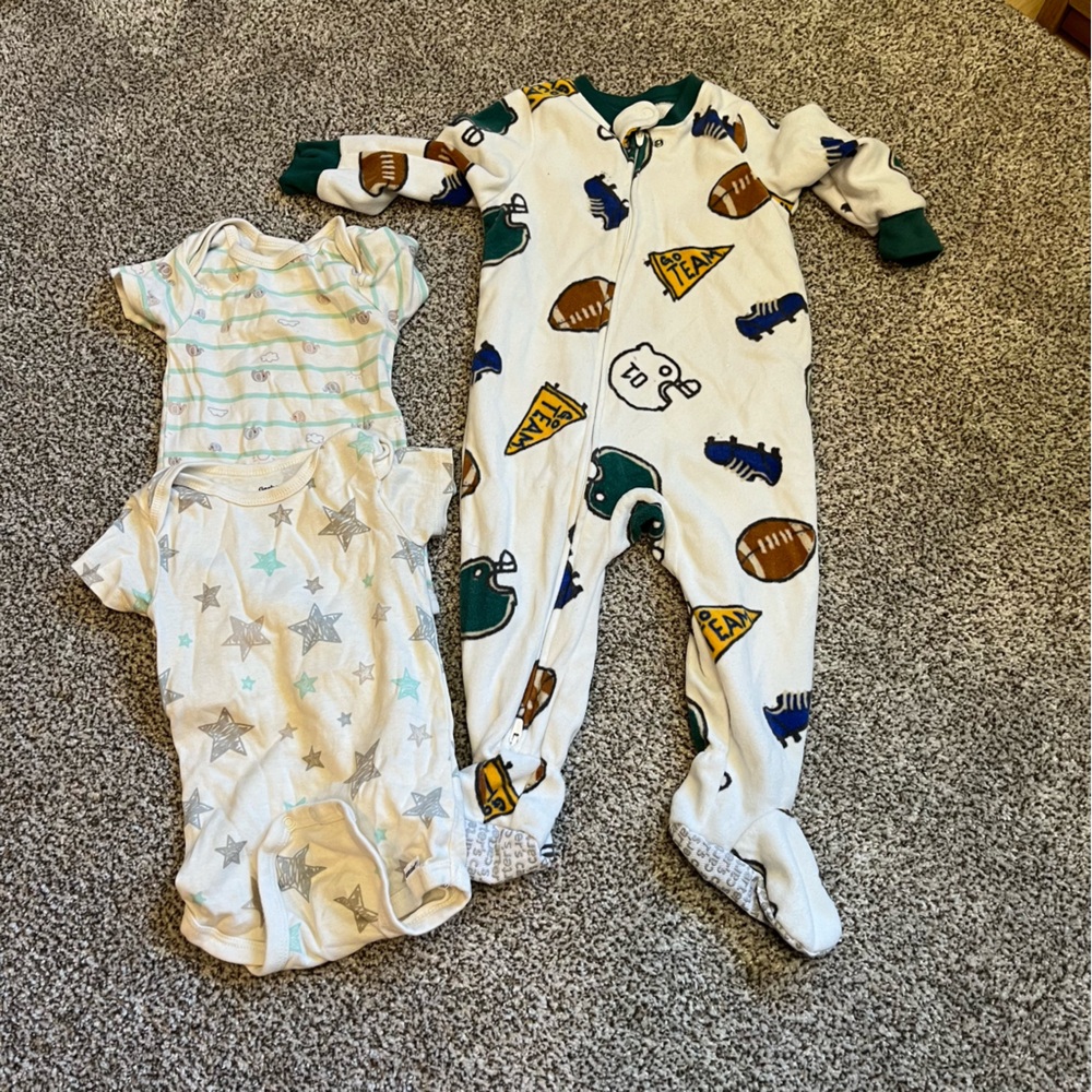 Baby Onesies with Sports and Star Patterns
